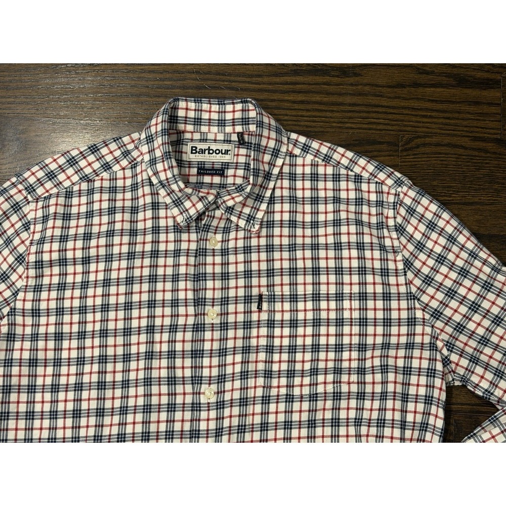 Barbour Stapleton Shirt Mens XL Check Plaid Tailored Fit Button Down Fall